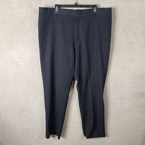 Pronto‎ Uomo Platinum Pants Mens 46 (42x32) Black Wool Flat Front Dress Trousers
